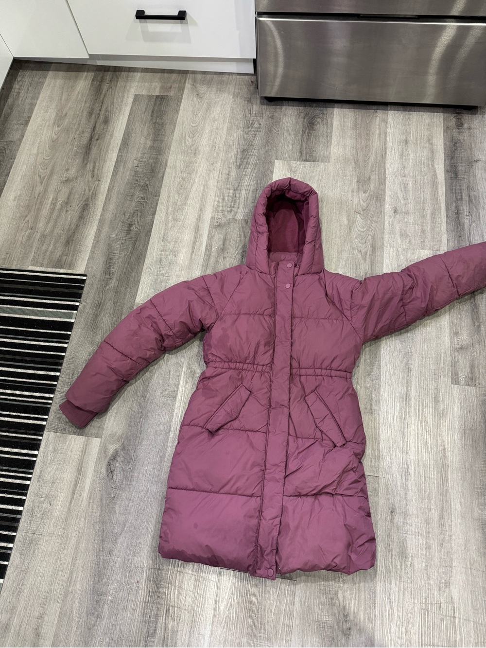 George Girls' Plum Long Hooded Puffer Coat